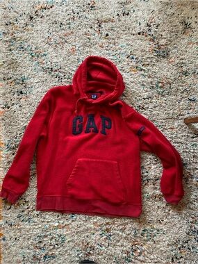 GAP Red Crewneck Hoodie with Navy Logo